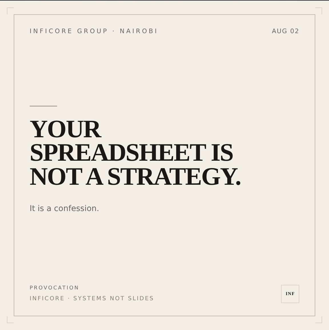 YOUR SPREADSHEET IS NOT A STRATEGY.